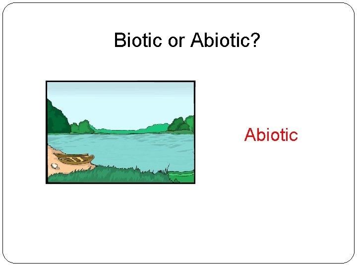 Biotic or Abiotic? Abiotic 
