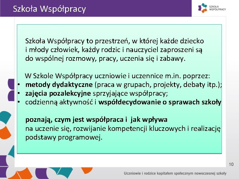 Szkoła Współpracy to przestrzeń, w której każde dziecko i młody człowiek, każdy rodzic i