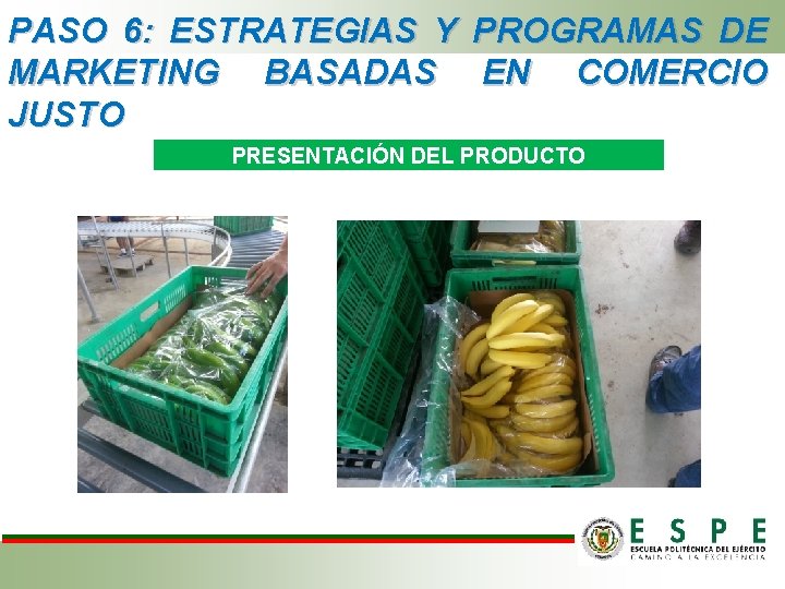 PASO 6: ESTRATEGIAS Y PROGRAMAS DE MARKETING BASADAS EN COMERCIO JUSTO PRESENTACIÓN DEL PRODUCTO PASO 6: ESTRATEGIAS Y PROGRAMAS DE MARKETING BASADAS EN COMERCIO JUSTO PRESENTACIÓN DEL PRODUCTO