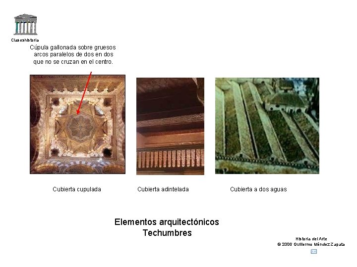 Claseshistoria Cúpula gallonada sobre gruesos arcos paralelos de dos en dos que no se