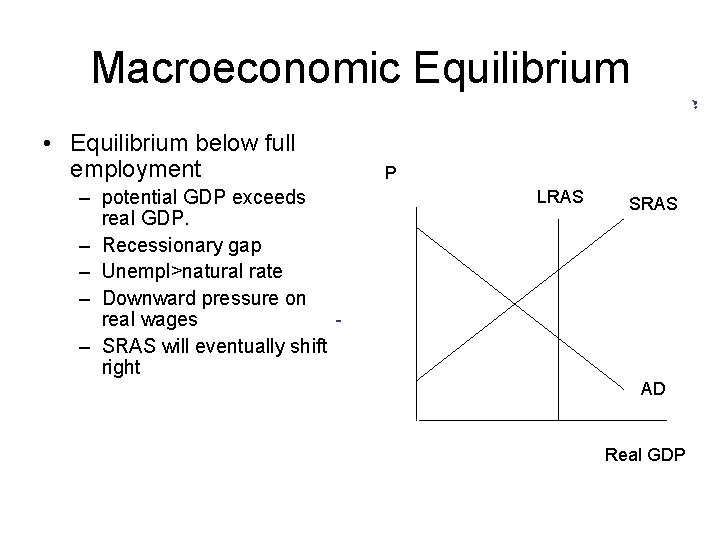 Macroeconomic Equilibrium • Equilibrium below full employment – potential GDP exceeds real GDP. – Macroeconomic Equilibrium • Equilibrium below full employment – potential GDP exceeds real GDP. –