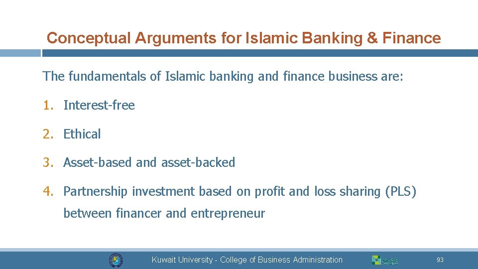 Conceptual Arguments for Islamic Banking & Finance The fundamentals of Islamic banking and finance