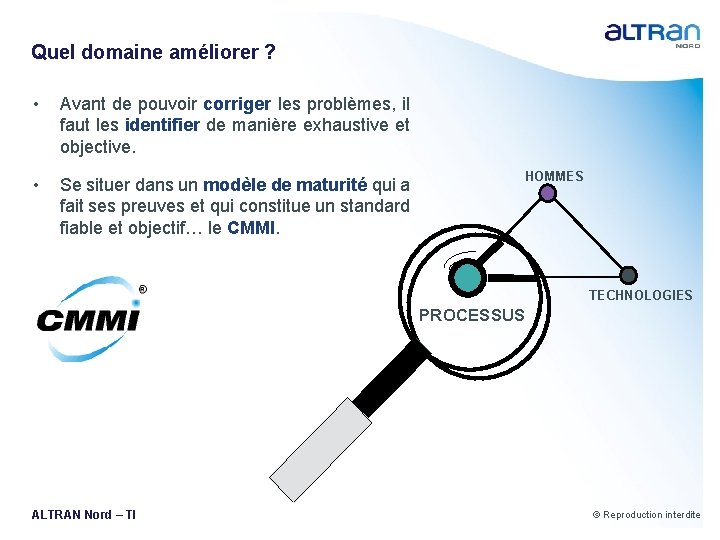 Quel domaine améliorer ? • Avant de pouvoir corriger les problèmes, il faut les