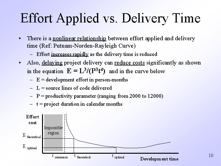 Effort Applied vs. Delivery Time • There is a nonlinear relationship between effort applied