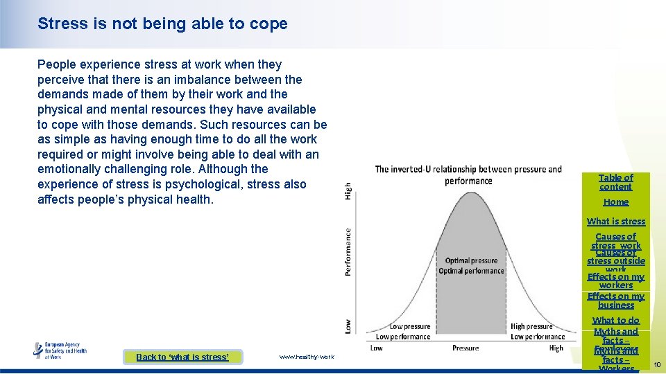 Stress is not being able to cope People experience stress at work when they