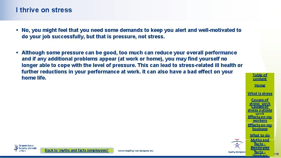 I thrive on stress § No, you might feel that you need some demands I thrive on stress § No, you might feel that you need some demands
