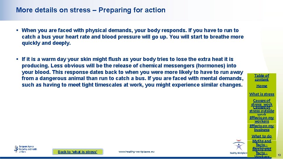 More details on stress – Preparing for action § When you are faced with More details on stress – Preparing for action § When you are faced with