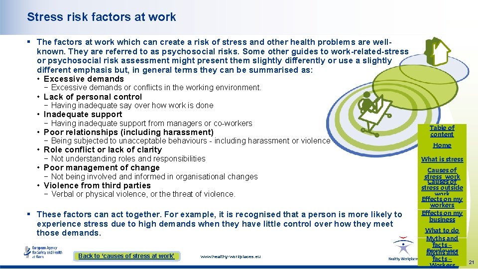 Stress risk factors at work § The factors at work which can create a