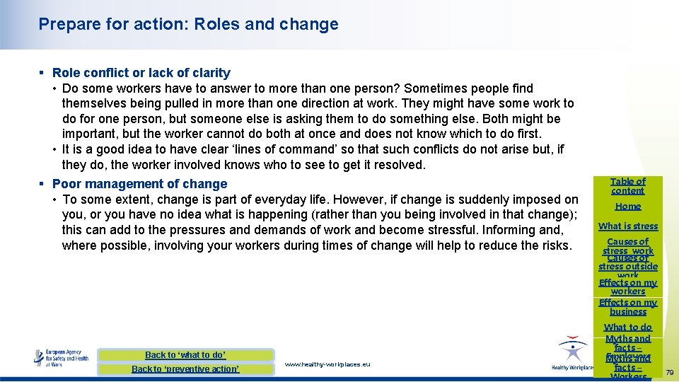 Prepare for action: Roles and change § Role conflict or lack of clarity •