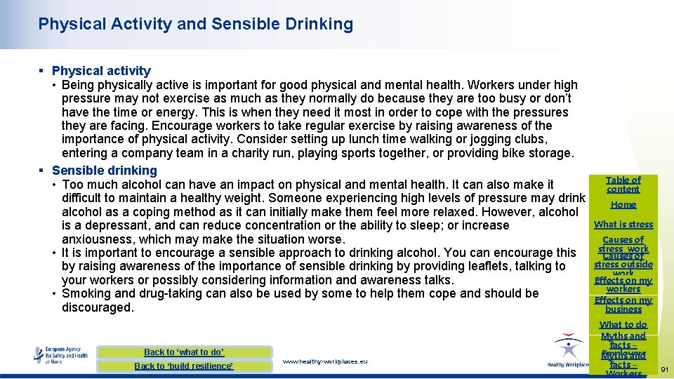 Physical Activity and Sensible Drinking § Physical activity • Being physically active is important Physical Activity and Sensible Drinking § Physical activity • Being physically active is important