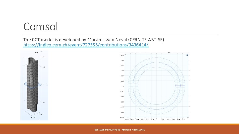 Comsol The CCT model is developed by Martin Istvan Noval (CERN TE-ABT-SE) https: //indico.
