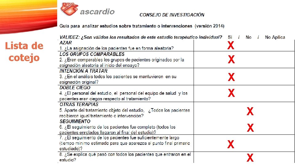 Lista de cotejo X X X X Lista de cotejo X X X X