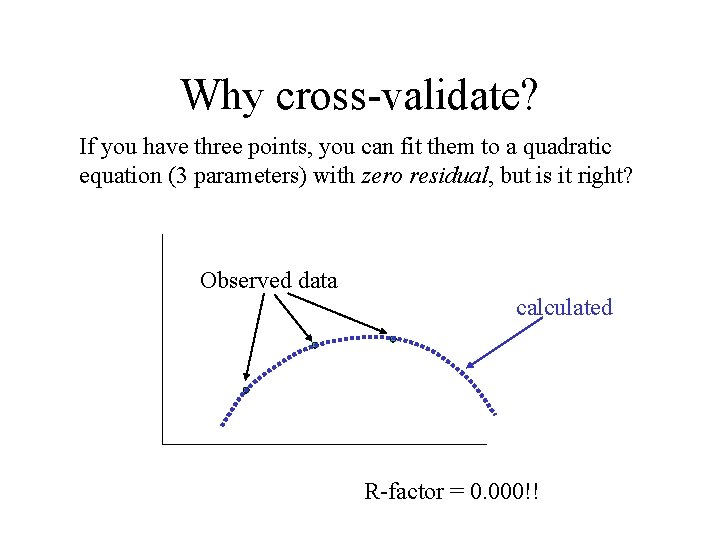 Why cross-validate? If you have three points, you can fit them to a quadratic Why cross-validate? If you have three points, you can fit them to a quadratic