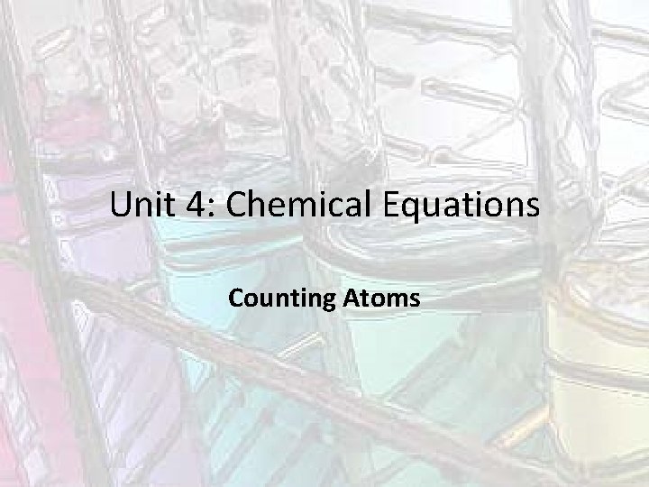 Unit 4: Chemical Equations Counting Atoms 