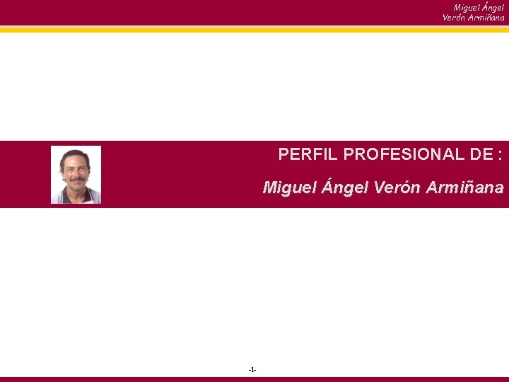 Miguel Ángel Verón Armiñana PERFIL PROFESIONAL DE : Miguel Ángel Verón Armiñana -1 -