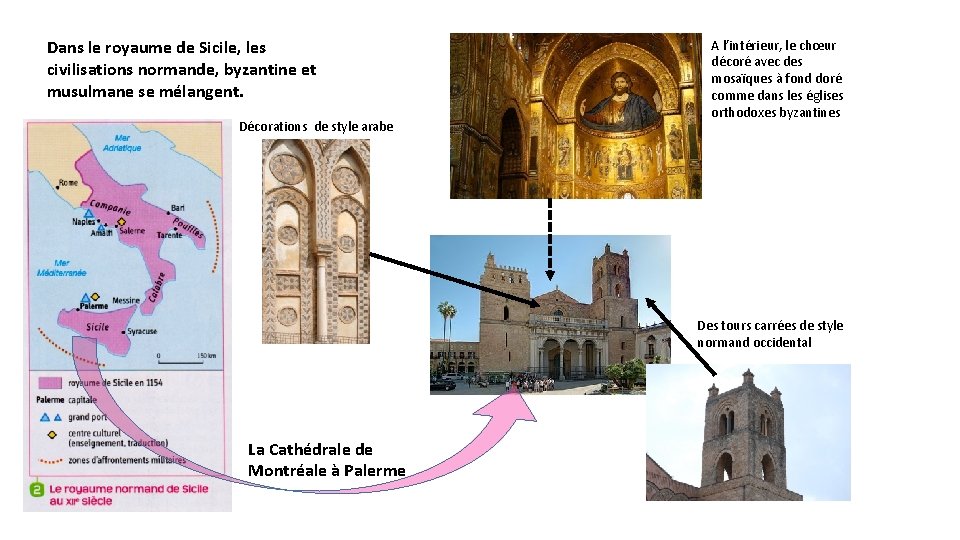 Dans le royaume de Sicile, les civilisations normande, byzantine et musulmane se mélangent. Décorations Dans le royaume de Sicile, les civilisations normande, byzantine et musulmane se mélangent. Décorations