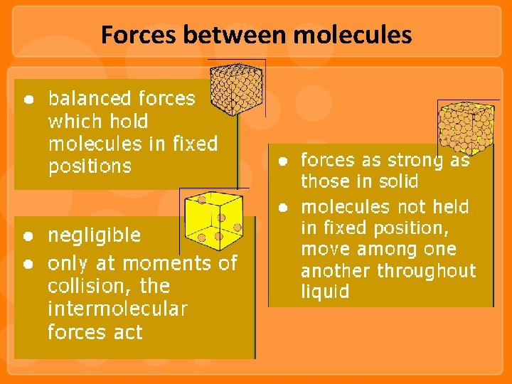 Forces between molecules 
