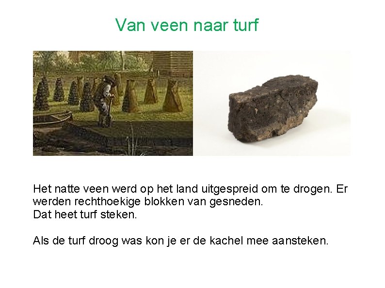 Van veen naar turf Het natte veen werd op het land uitgespreid om te