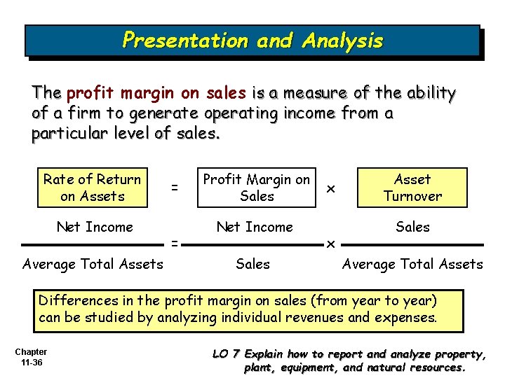 Presentation and Analysis The profit margin on sales is a measure of the ability Presentation and Analysis The profit margin on sales is a measure of the ability