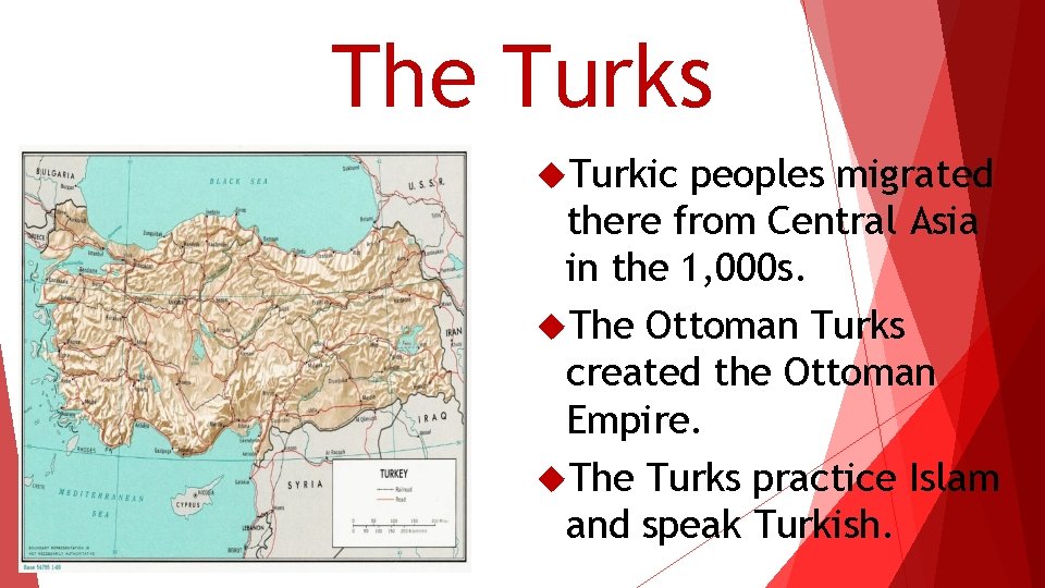 The Turks Turkic peoples migrated there from Central Asia in the 1, 000 s.