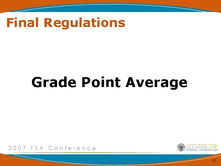 Final Regulations Grade Point Average 61 