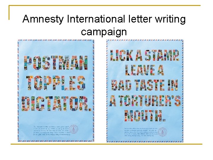 Amnesty International letter writing campaign 