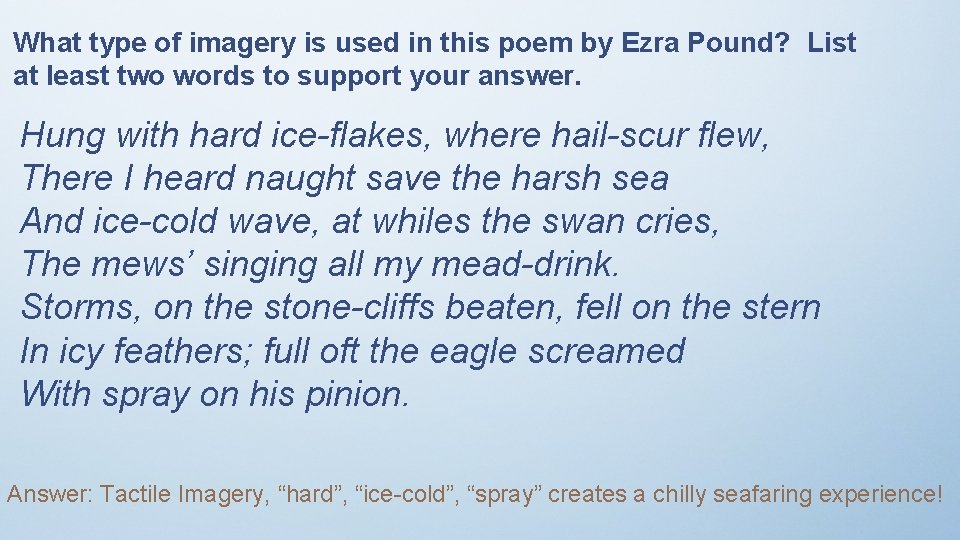 What type of imagery is used in this poem by Ezra Pound? List at