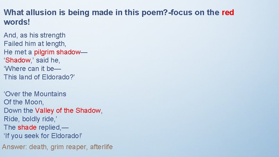What allusion is being made in this poem? -focus on the red words! And,