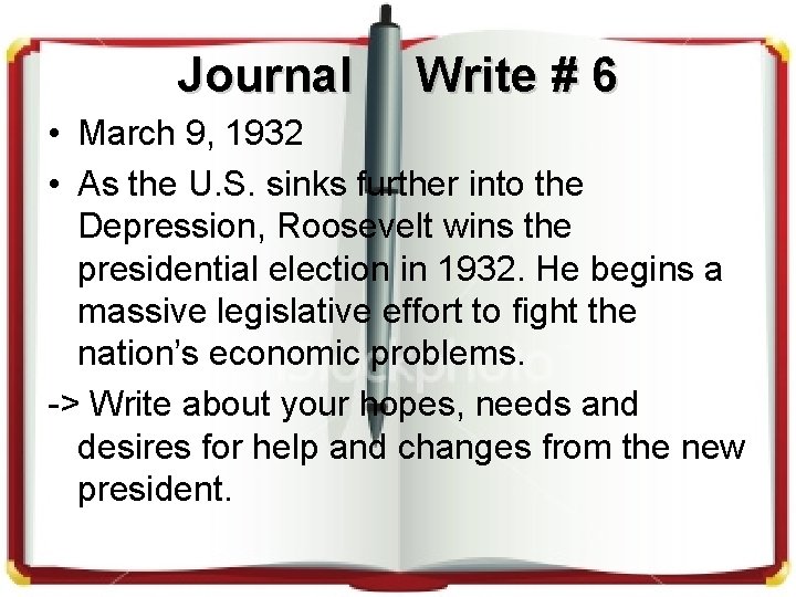 Journal Write # 6 • March 9, 1932 • As the U. S. sinks