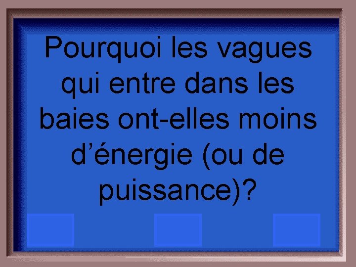 Pourquoi les vagues qui entre dans les baies ont-elles moins d’énergie (ou de puissance)?