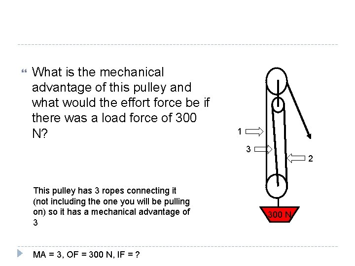  What is the mechanical advantage of this pulley and what would the effort