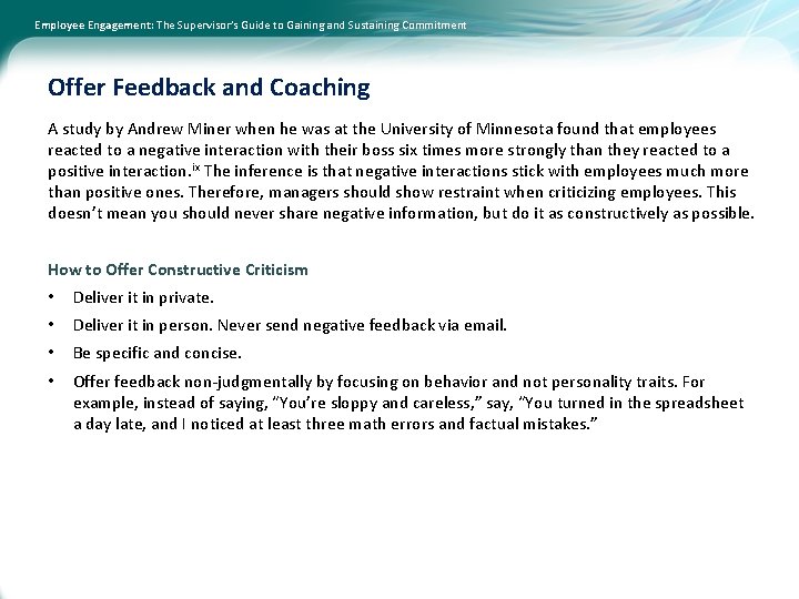 Employee Engagement: The Supervisor’s Guide to Gaining and Sustaining Commitment Offer Feedback and Coaching