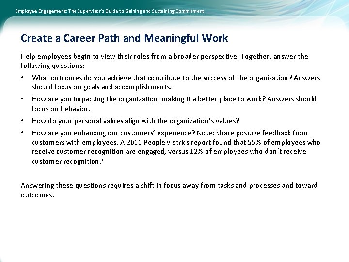 Employee Engagement: The Supervisor’s Guide to Gaining and Sustaining Commitment Create a Career Path