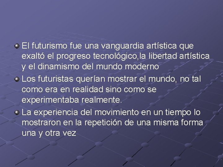 El futurismo fue una vanguardia artística que exaltó el progreso tecnológico, la libertad artística