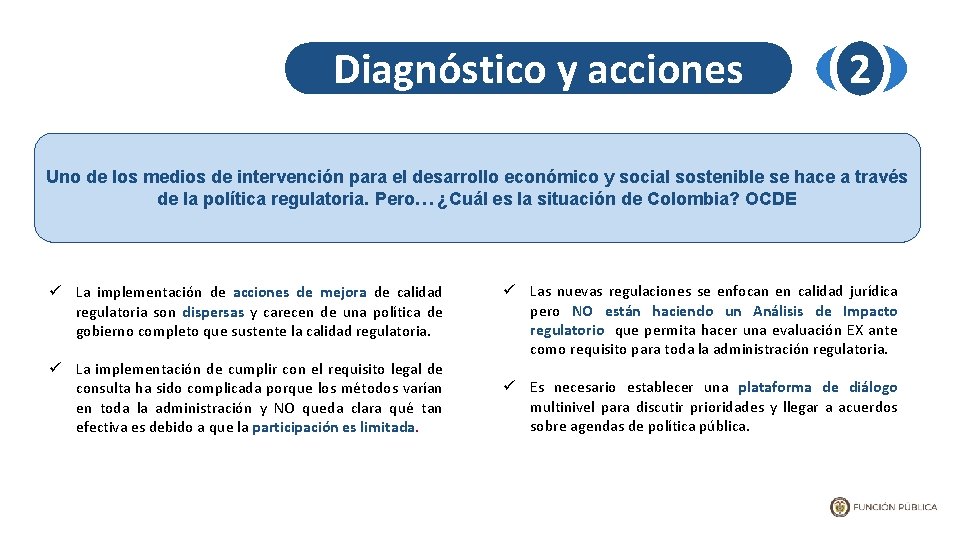 Diagnóstico y acciones 2 Uno de los medios de intervención para el desarrollo económico