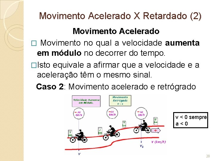 Movimento Acelerado X Retardado (2) Movimento Acelerado � Movimento no qual a velocidade aumenta