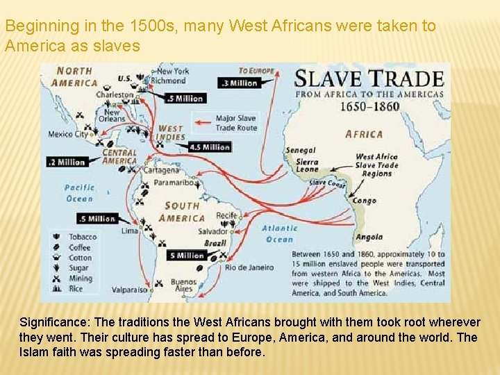 Beginning in the 1500 s, many West Africans were taken to America as slaves Beginning in the 1500 s, many West Africans were taken to America as slaves
