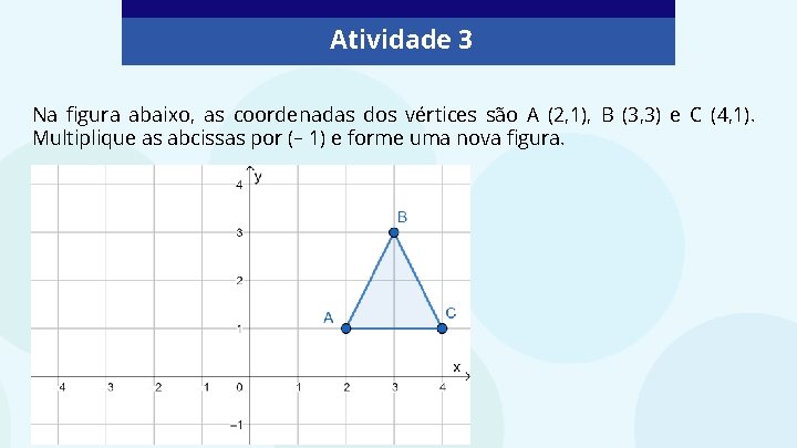 Atividade 3 Na figura abaixo, as coordenadas dos vértices são A (2, 1), B