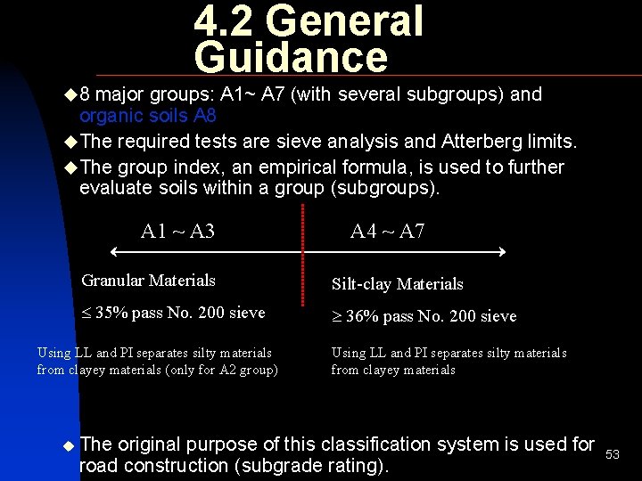 4. 2 General Guidance u 8 major groups: A 1~ A 7 (with several