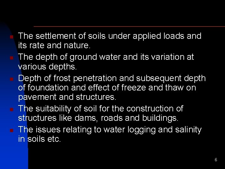 n n n The settlement of soils under applied loads and its rate and
