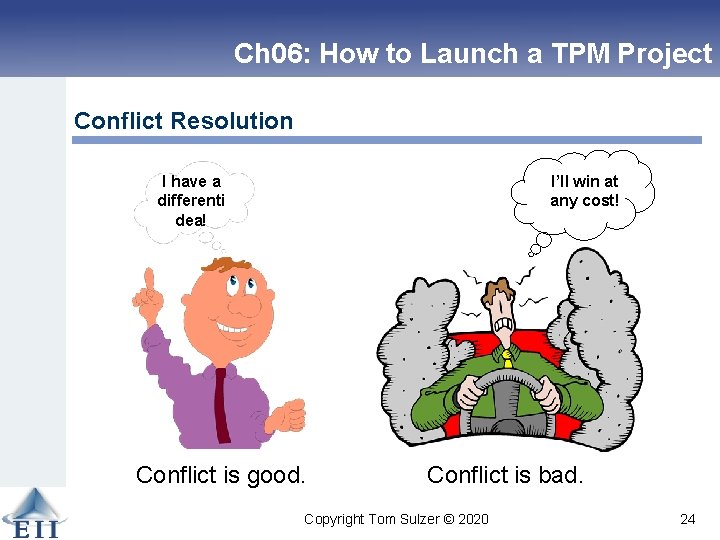 Ch 06: How to Launch a TPM Project Conflict Resolution I have a differenti