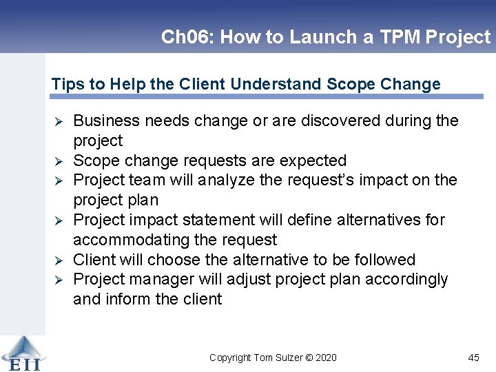 Ch 06: How to Launch a TPM Project Tips to Help the Client Understand