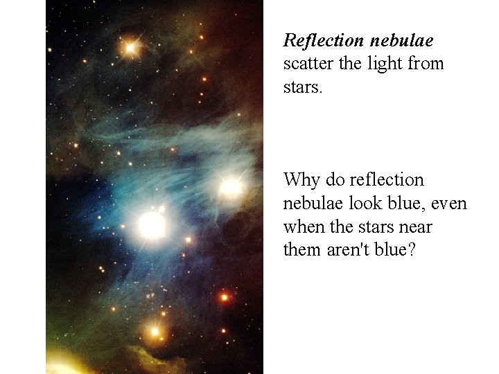 Reflection nebulae scatter the light from stars. Why do reflection nebulae look blue, even