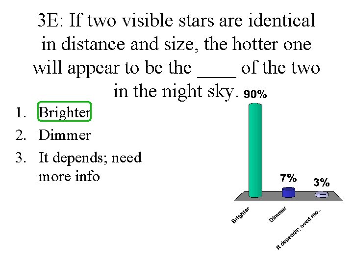 3 E: If two visible stars are identical in distance and size, the hotter