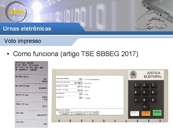 Urnas eletrônicas Voto impresso • Como funciona (artigo TSE SBSEG 2017) 