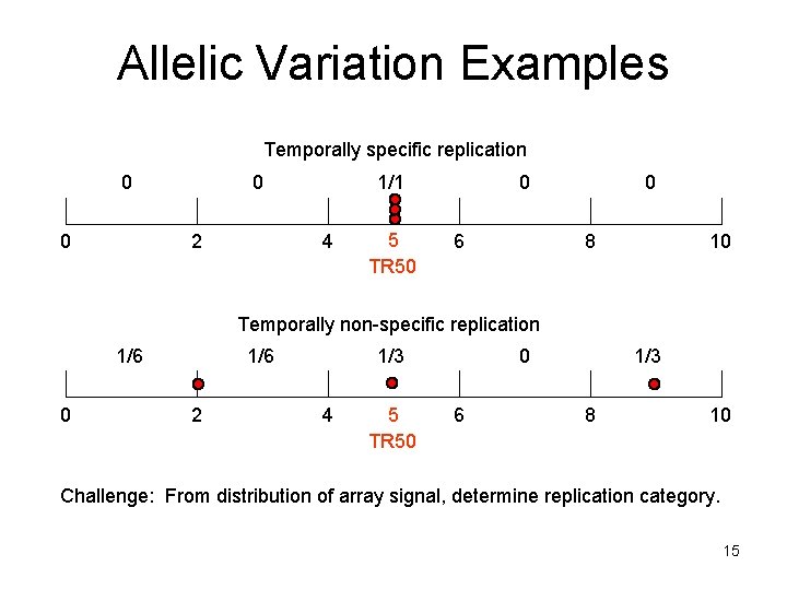 Allelic Variation Examples Temporally specific replication 0 0 0 2 1/1 4 5 TR Allelic Variation Examples Temporally specific replication 0 0 0 2 1/1 4 5 TR