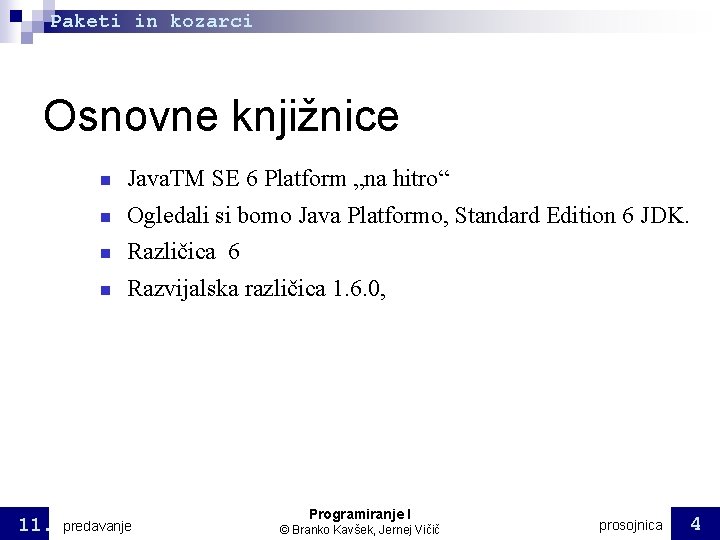 Paketi in kozarci Osnovne knjižnice 11. Java. TM SE 6 Platform „na hitro“ Ogledali Paketi in kozarci Osnovne knjižnice 11. Java. TM SE 6 Platform „na hitro“ Ogledali