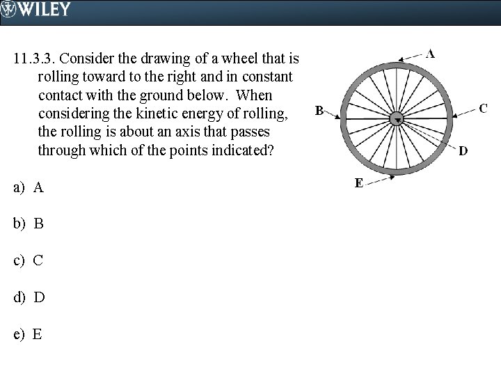 11. 3. 3. Consider the drawing of a wheel that is rolling toward to