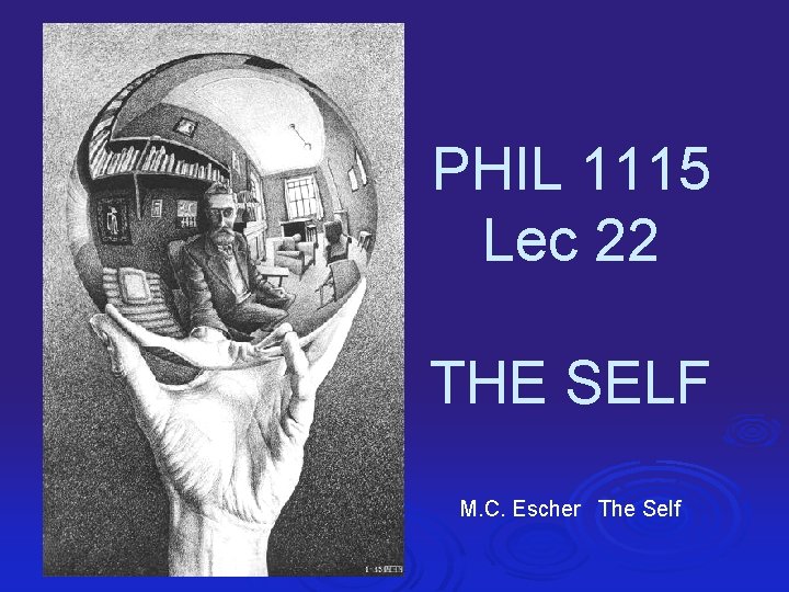 PHIL 1115 Lec 22 THE SELF M C