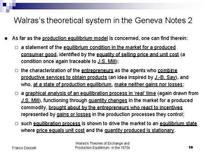 Walras’s theoretical system in the Geneva Notes 2 n As far as the production